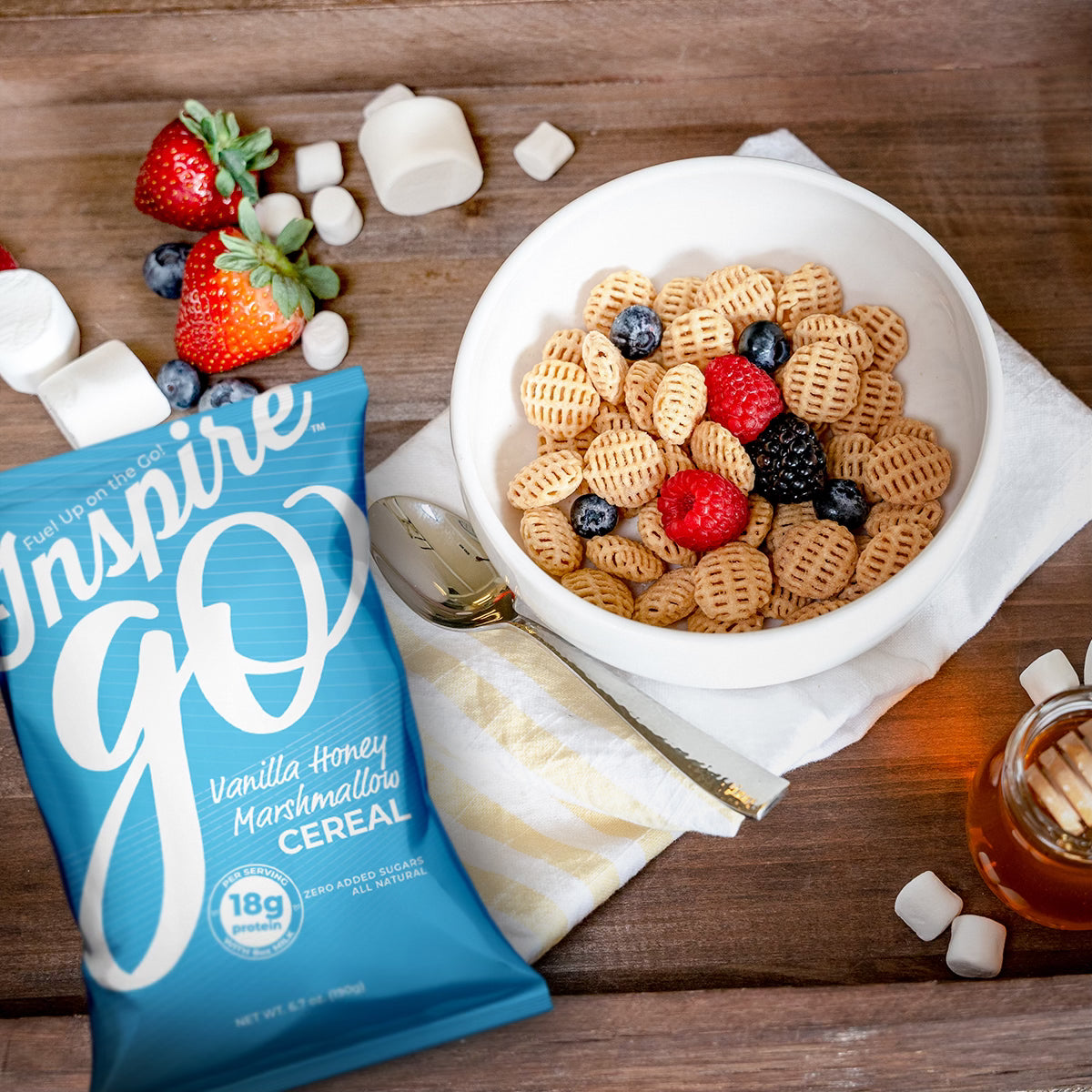 Inspire Protein Cereal Vanilla Honey Marshmallow 4-Pack - High-quality Bars & Snacks at Store