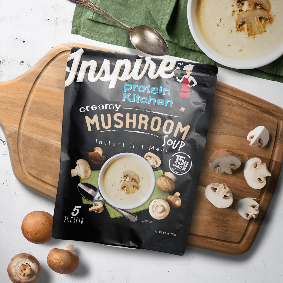 Inspire Creamy Mushroom Soup - 15g Protein - High-quality Hot Meals at Store
