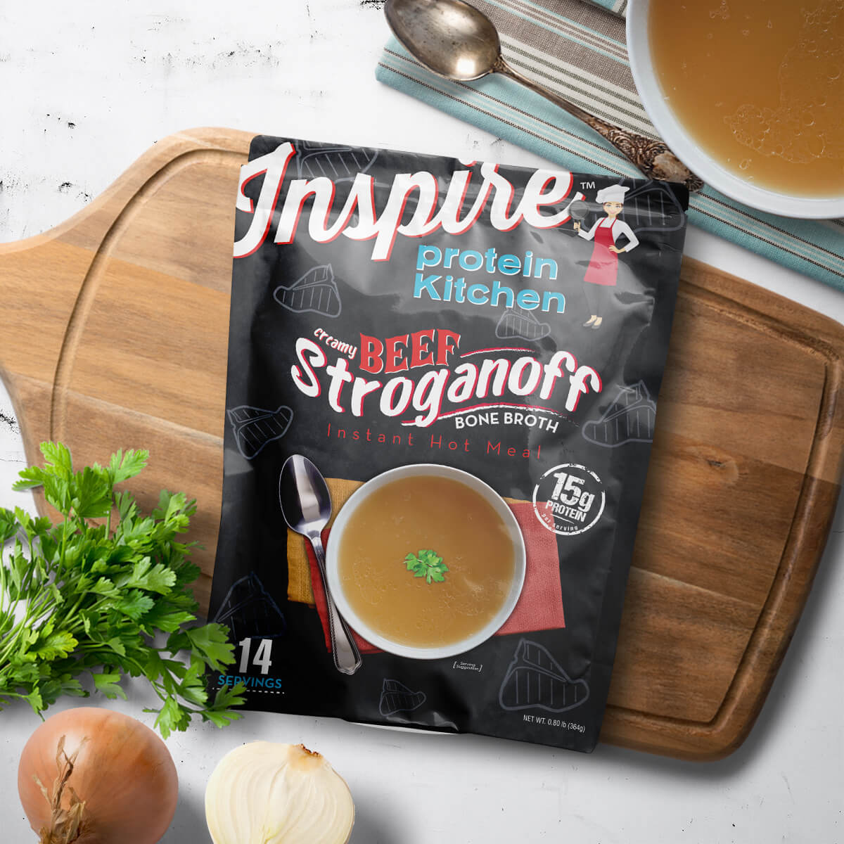 Inspire Beef Stroganoff Bone Broth - 15g Protein - High-quality Hot Meals at Store