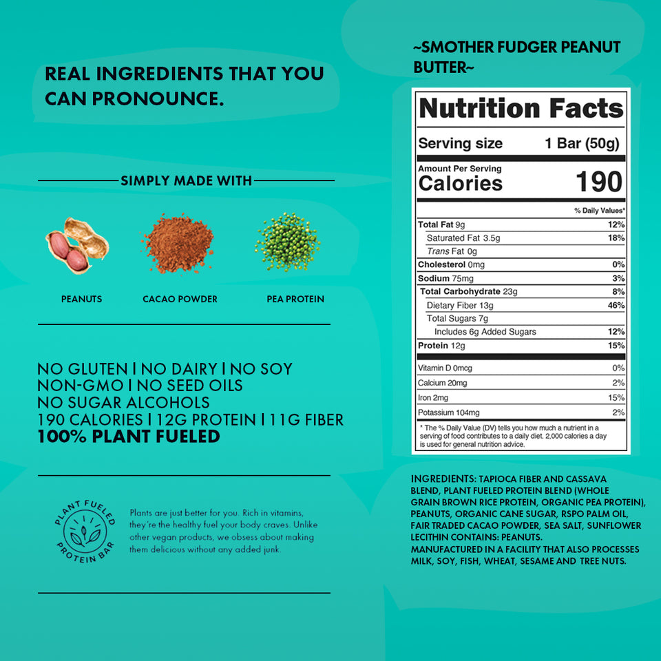TRUBAR Plant-Based Protein Bar - Smother Fudger Peanut Butter