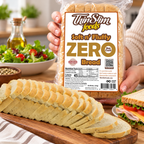 ThinSlim Foods Soft n’ Fluffy Zero Net Carb Bread with 7 grams of protein, 7 grams of fiber and 45 calories per two slices.