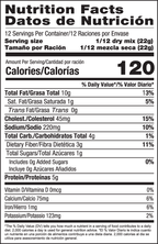 Nutrition facts label for Sonora Keto Pantry Low Carb Tortilla Mix