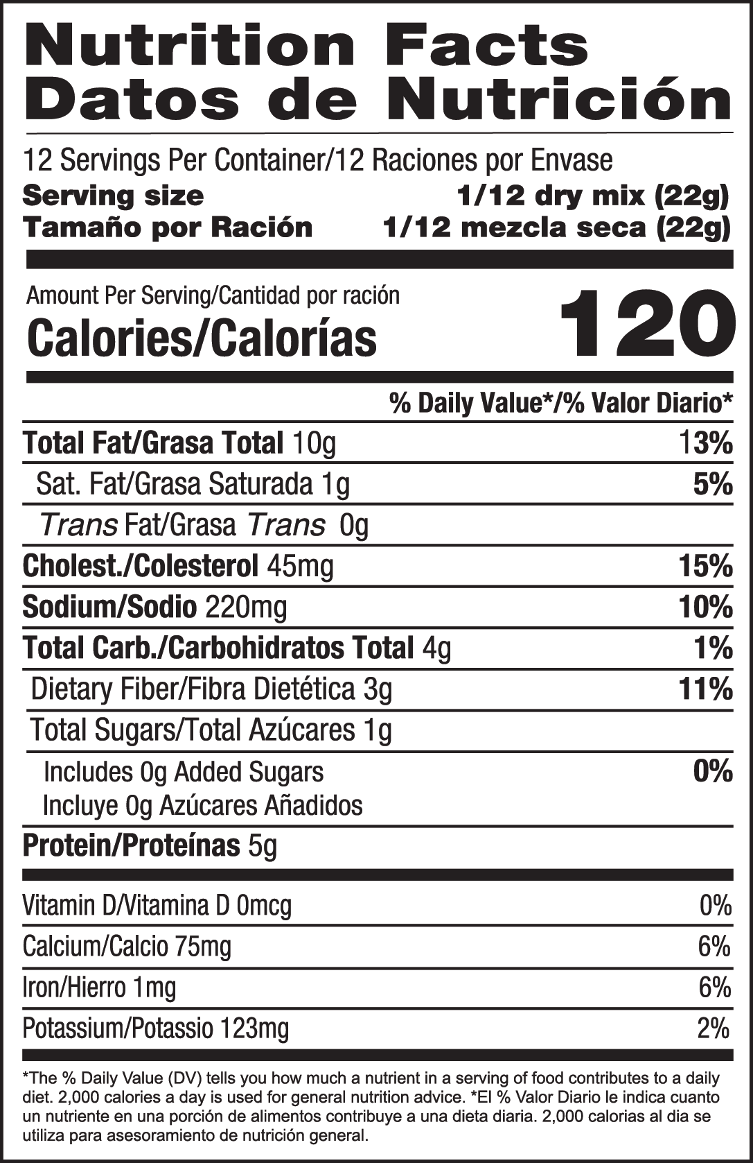 Nutrition facts label for Sonora Keto Pantry Low Carb Tortilla Mix