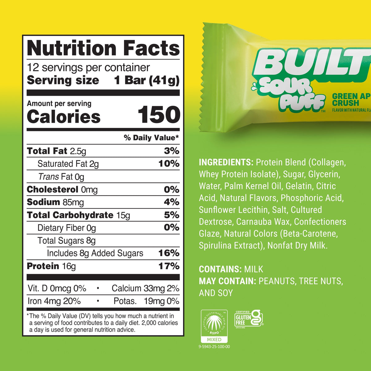 Built Bar Sour Puff - Green Apple Crush
