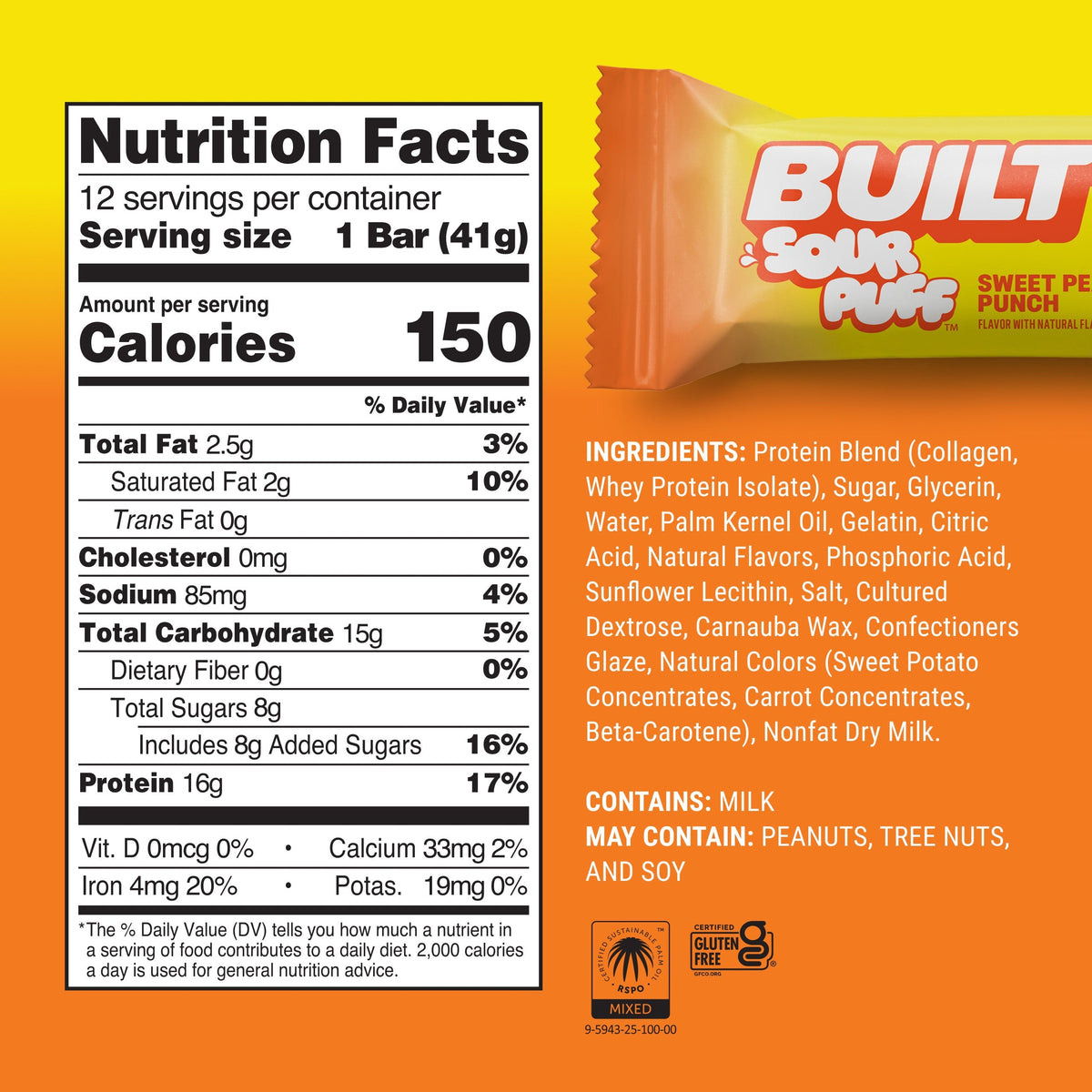 Built Bar Sour Puff - Sweet Peach Punch