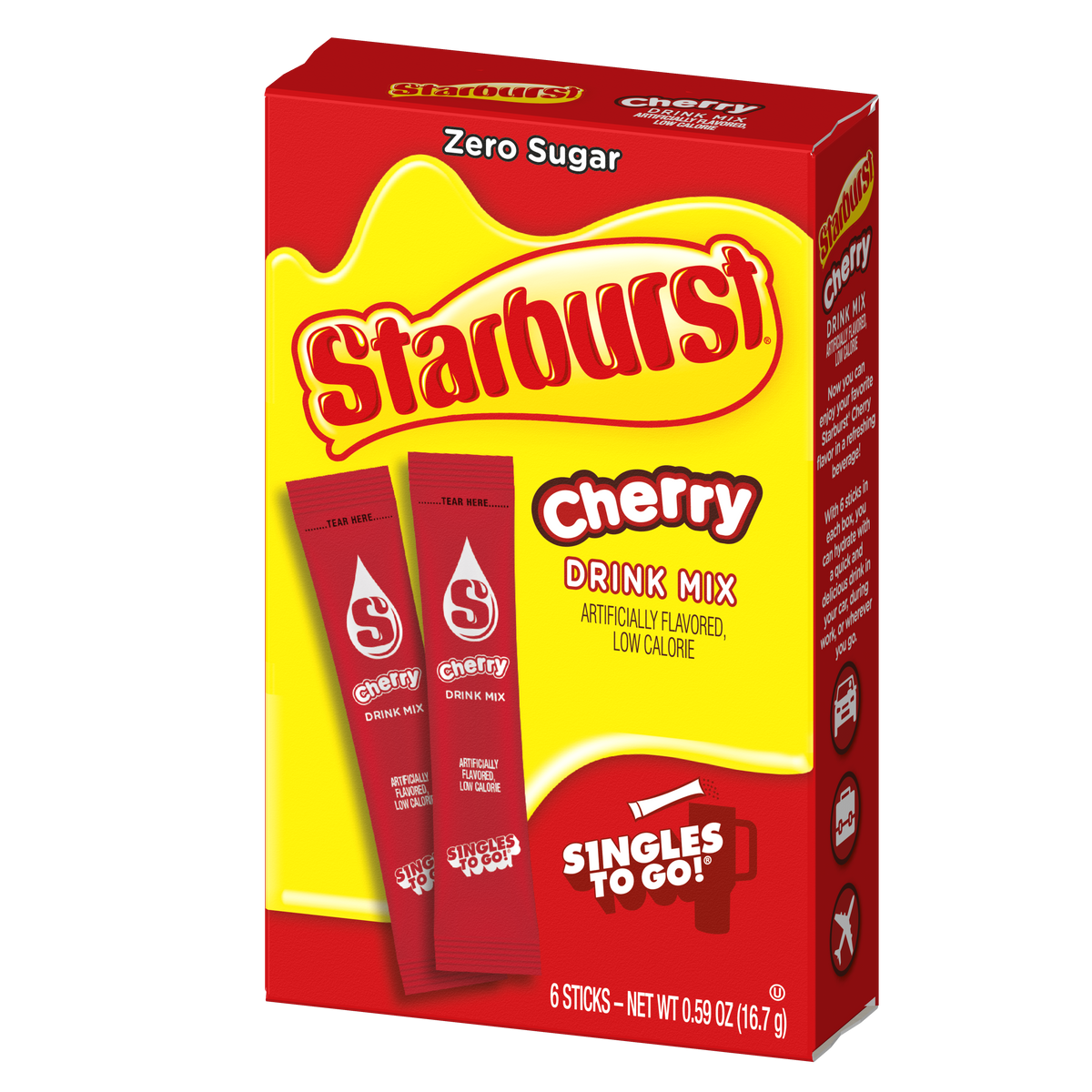 Starburst Zero Sugar Singles-to-Go - Cherry 6 sticks