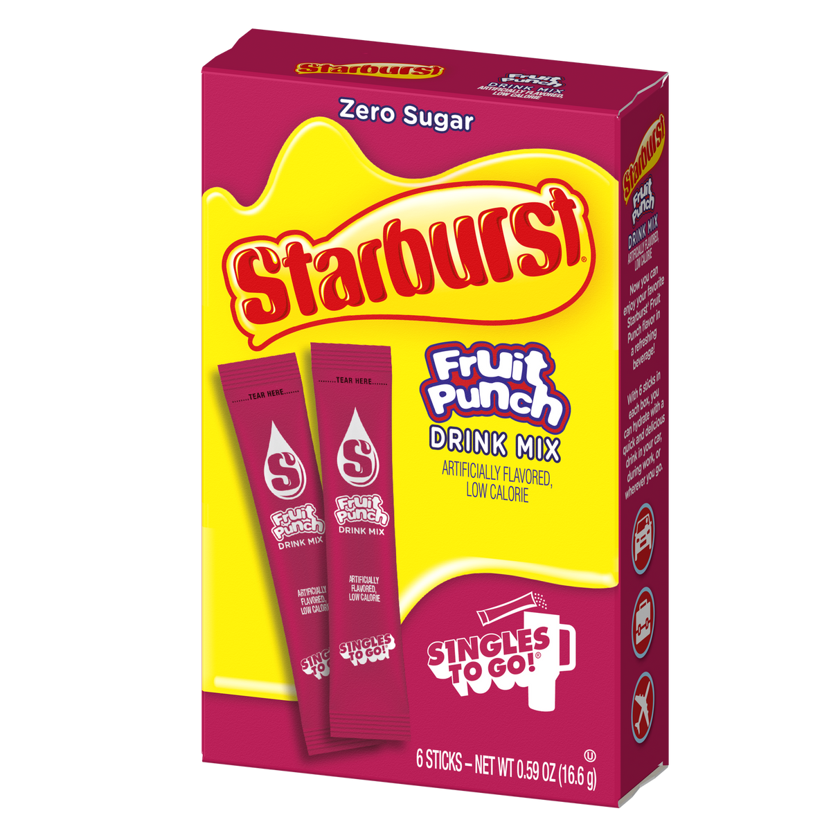 Starburst Zero Sugar Singles-to-Go - Fruit Punch 6 sticks