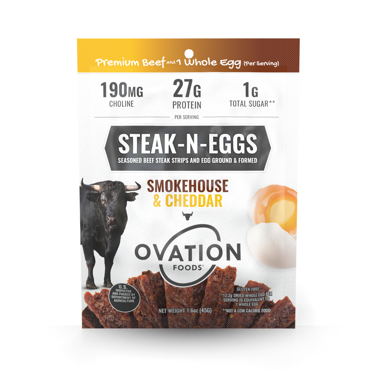 Ovation Foods Steak-N-Eggs Protein Jerky, 1.6 oz - Smokehouse & Cheddar
