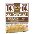 ThinSlim Foods Zero Net Carb Rye Bread label above a sliced loaf.