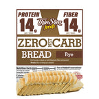 ThinSlim Foods Zero Net Carb Rye Bread label above a sliced loaf.