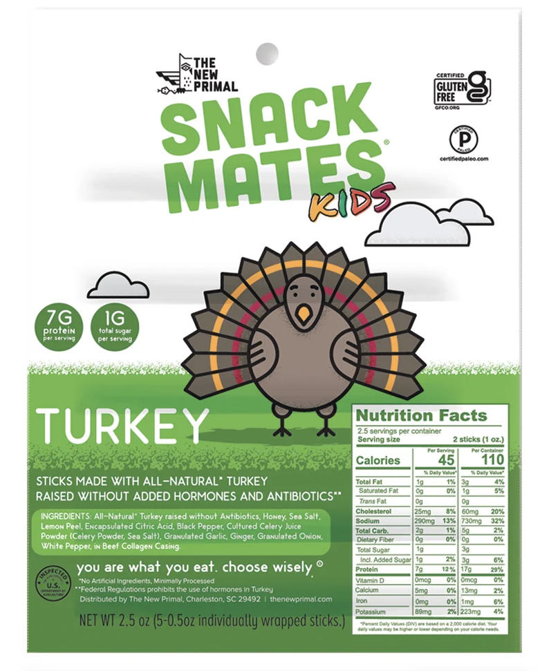 The New Primal Snack Mates Meat Sticks (5 Mini Sticks) - Turkey