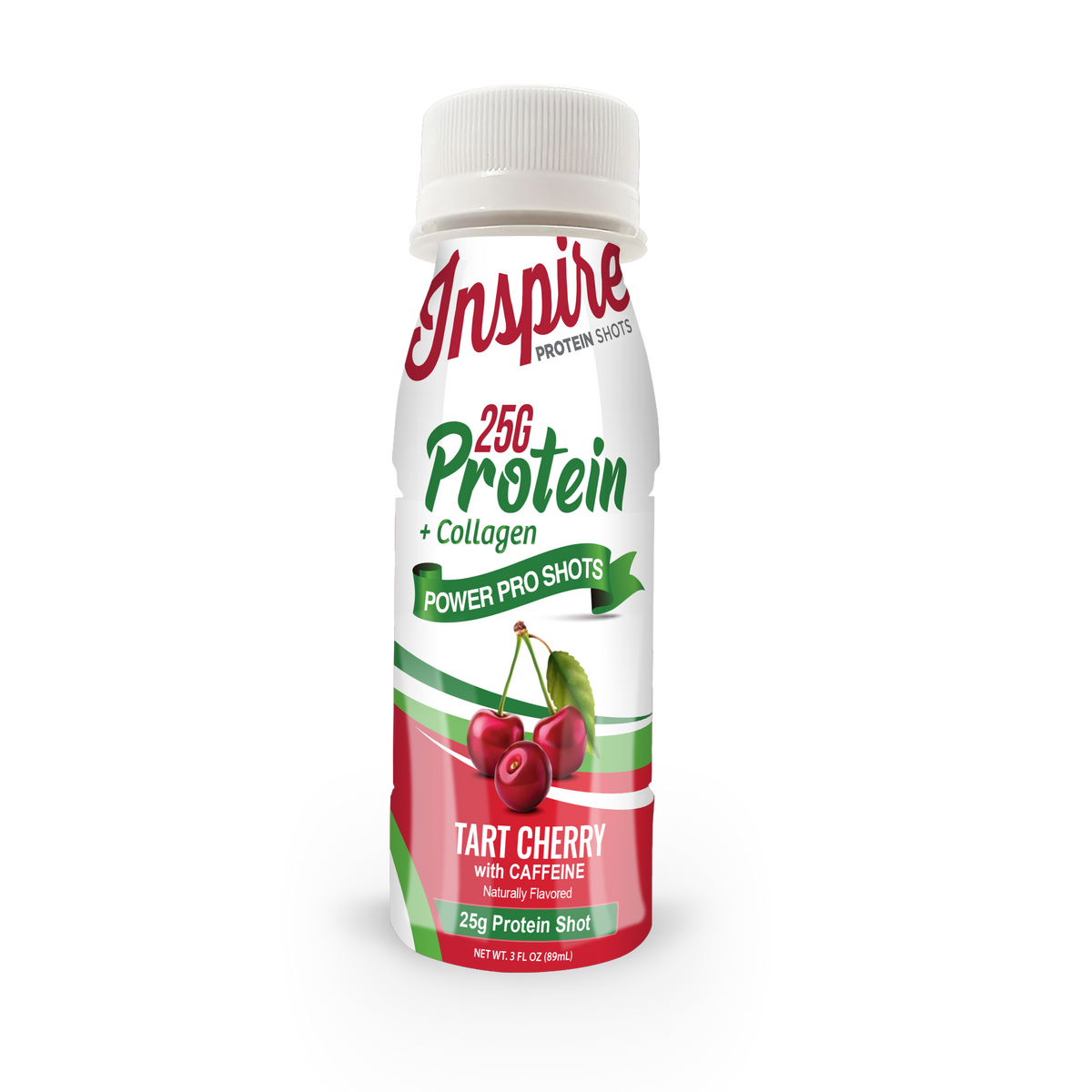 Inspire 25g Whey & Collagen Complete Protein Power Shots - Tart Cherry with Caffeine