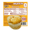 ThinSlim Foods Xtreme Muffins Banana label with Nutrition Facts behind the product on a white background.