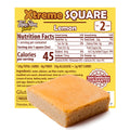 ThinSlim Foods Xtreme Square Lemon label with Nutrition Facts behind the product on a white background.