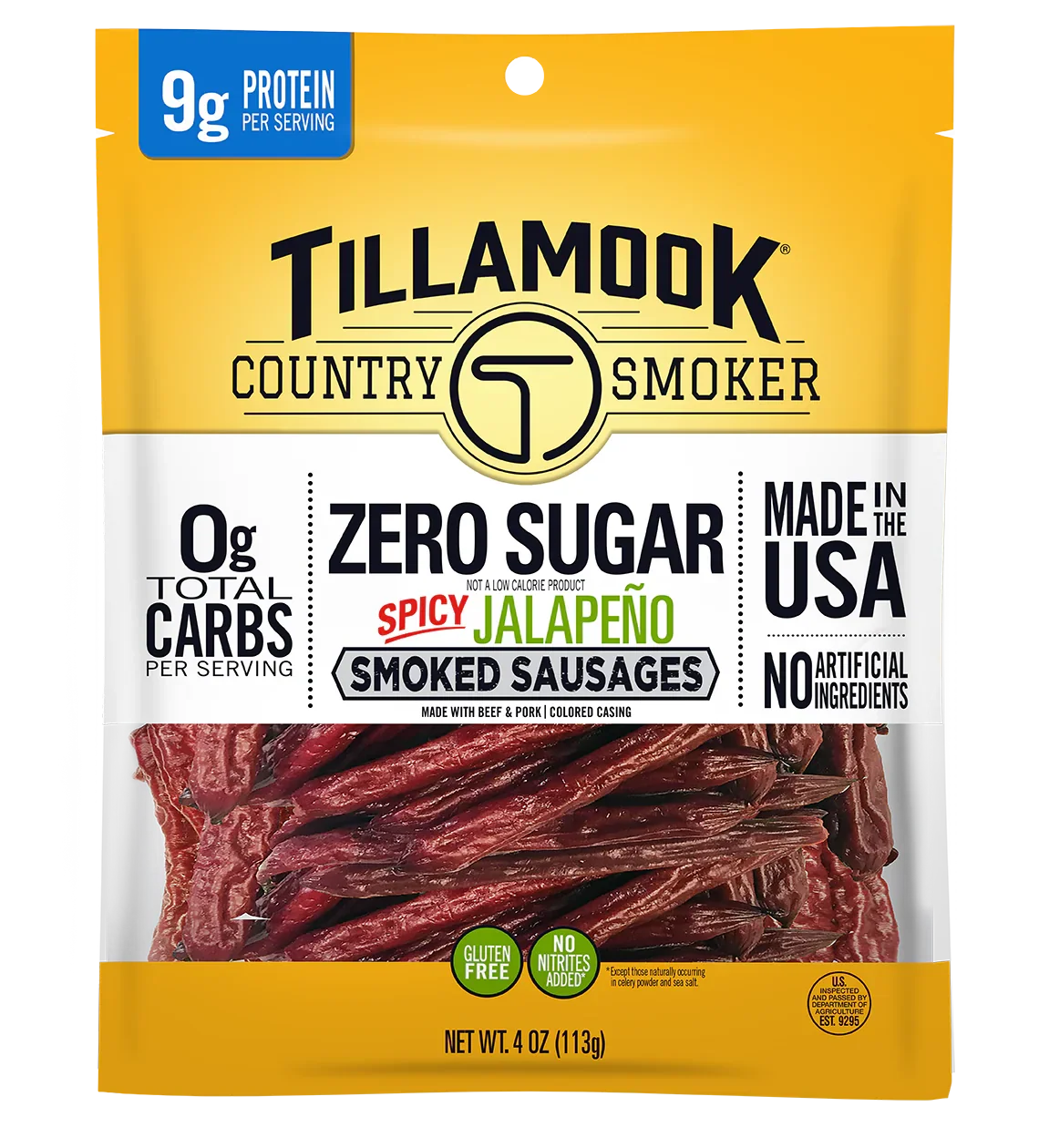 Tillamook Country Smoker Zero Sugar Smoked Sausages - Spicy Jalapeno, 4oz