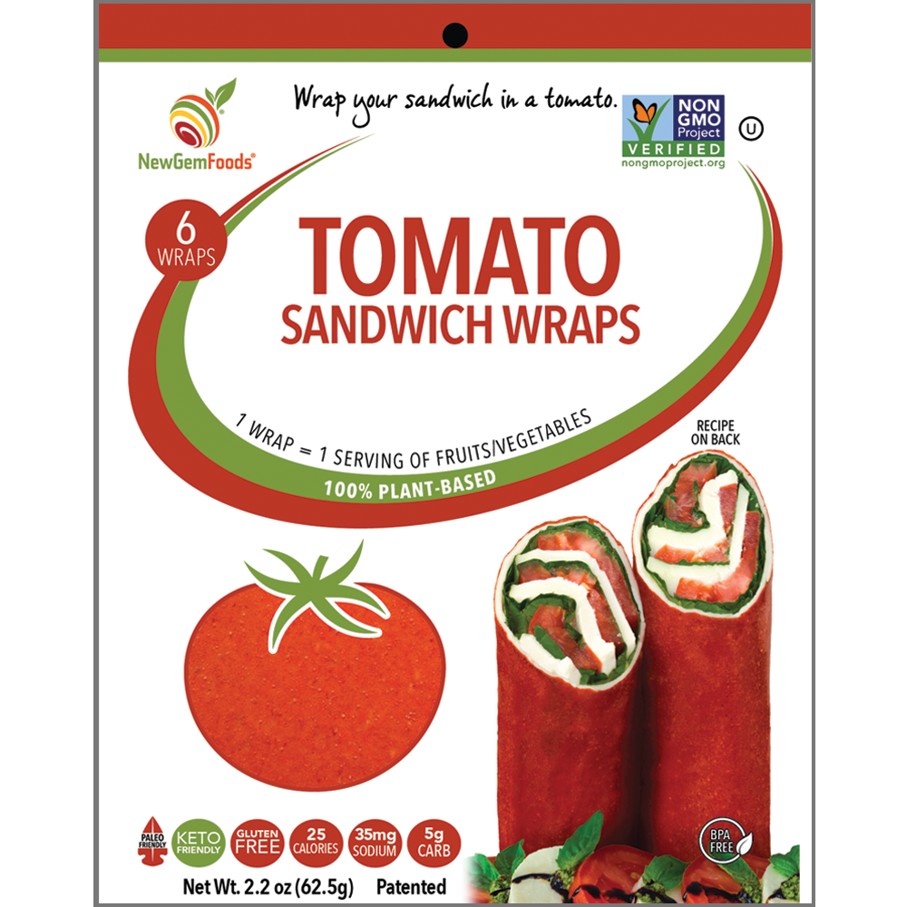 NewGem Foods GemWraps - Tomato, One Pack (6 Wraps)