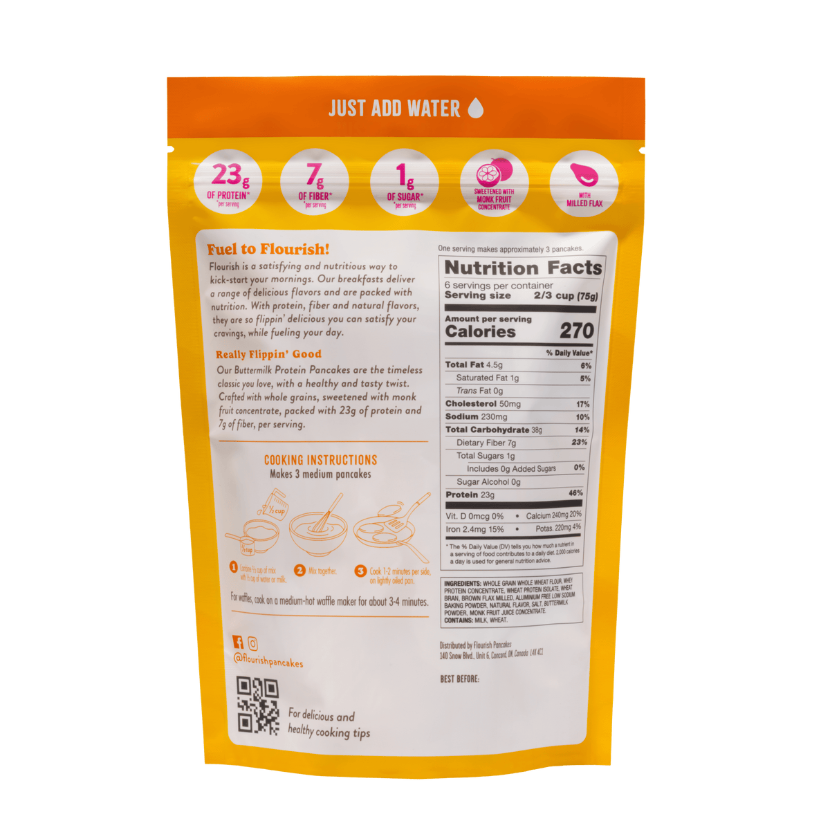 Flourish Protein Pancake & Waffle Mix, 16 oz - Buttermilk