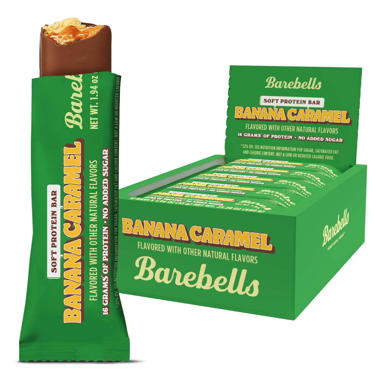 Barebells Soft Protein Bar, Banana Caramel, 12-Pack.