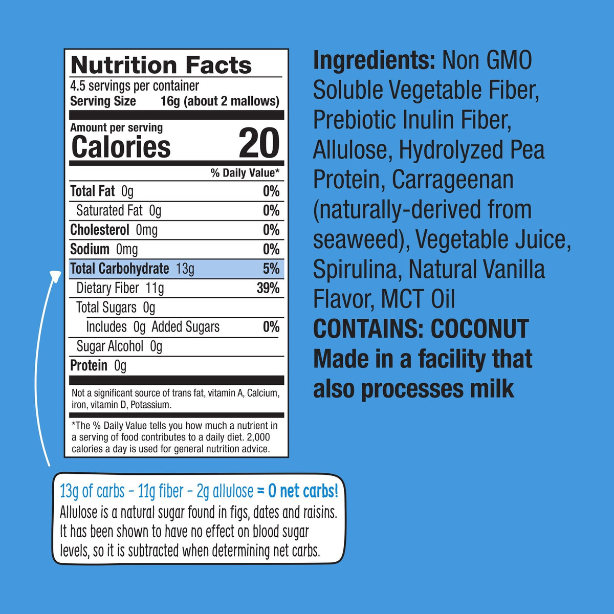 Know Brainer Foods Max Vegan Mallow Sugar Free Marshmallows - Classic Vanilla