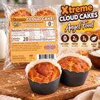 ThinSlim Foods Xtreme Angel Food Cloud Cakes with 0g net carbs, 2g protein, 3g fiber and 20 calories per cake.