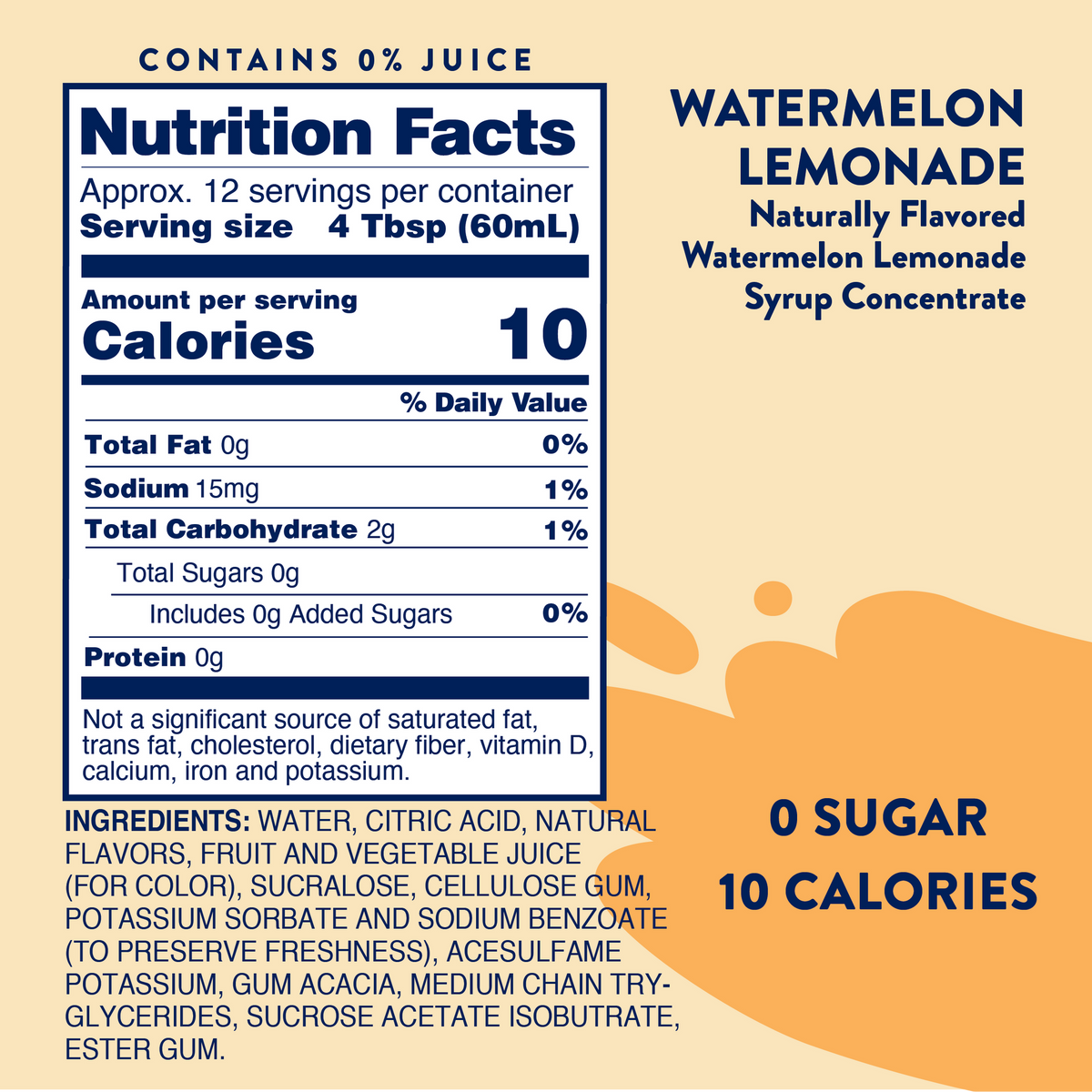 Jordan's Skinny Mixes Sugar Free Watermelon Lemonade Syrup Concentrate