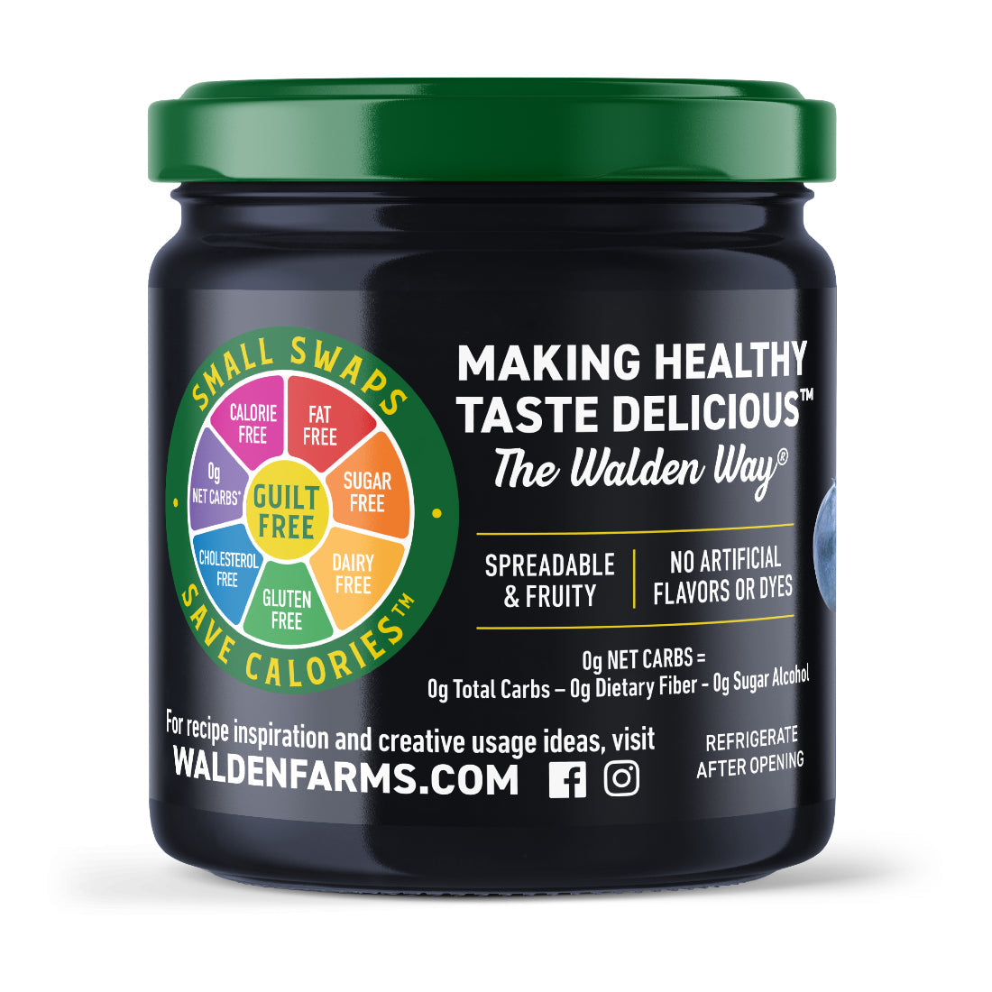 Walden Farms Fruit Spread, Blueberry, One Jar.
