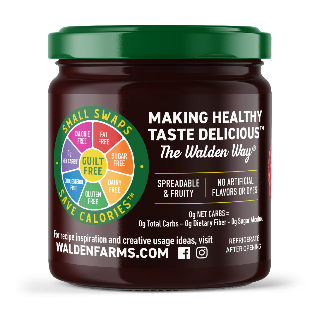Walden Farms Fruit Spread, Raspberry, One Jar.