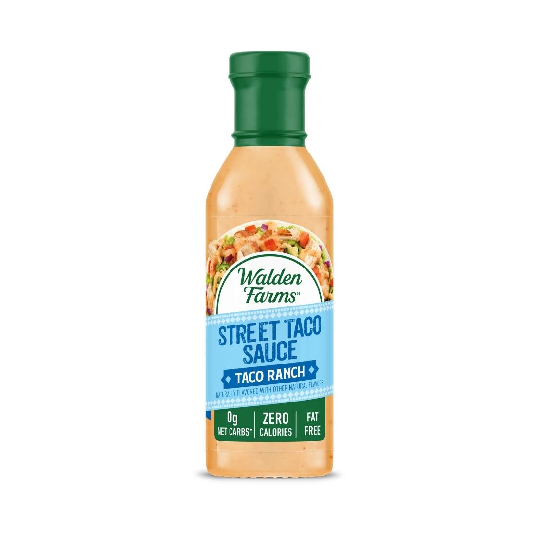 Front bottle of Walden Farms Street Taco Sauce, Taco Ranch flavor.