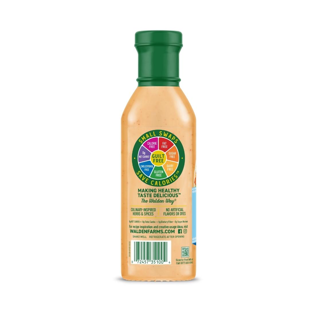 UPC barcode on Walden Farms Street Taco Sauce, Taco Ranch flavor bottle.