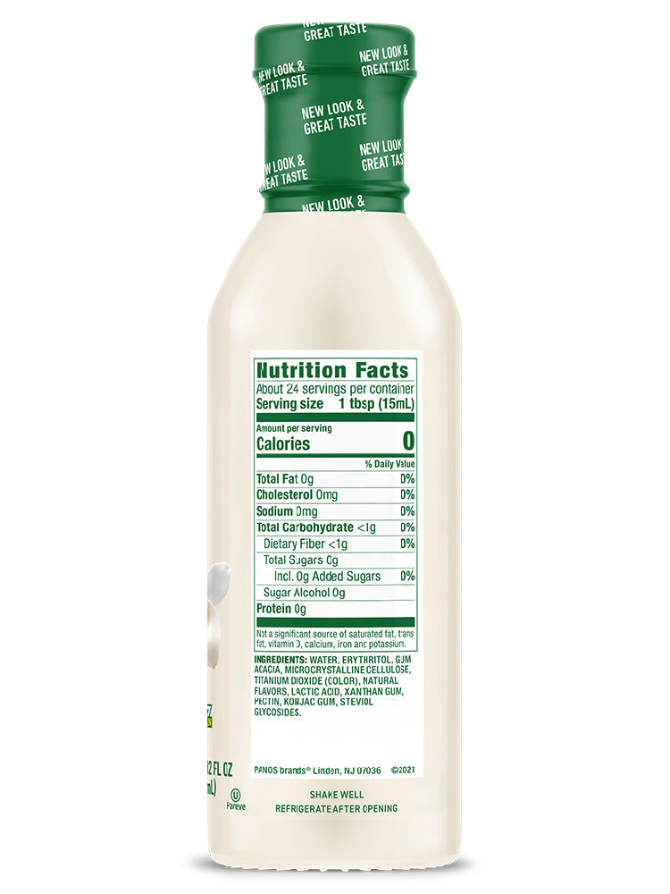 Nutrition Facts panel for Walden Farms Calorie Free Coffee Creamer, French Vanilla flavor.
