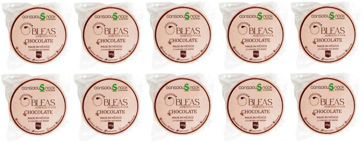 ConsciouSnack Obleas Amaranth Wafers by Snackever - Chocolate, 10-Pack