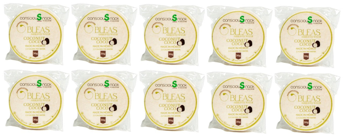 ConsciouSnack Obleas Amaranth Wafers by Snackever - Coconut, 10-Pack