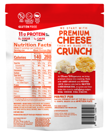 Whisps Cheese Crisps - Asiago & Pepper Jack (1.95 oz)
