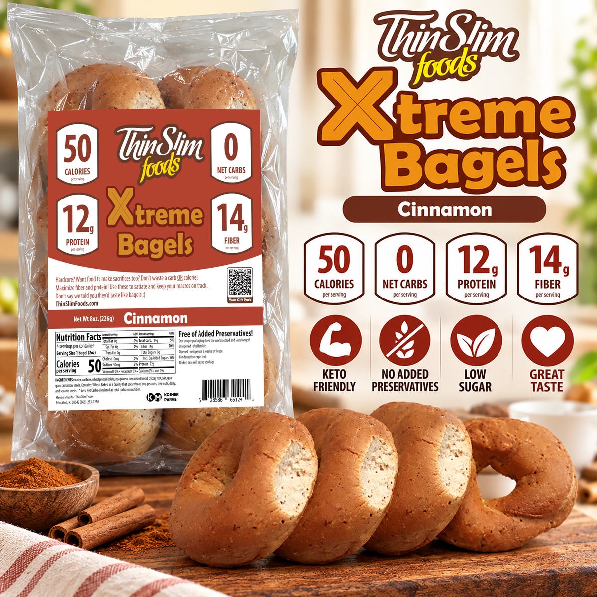 ThinSlim Foods Xtreme Bagels - 12g protein