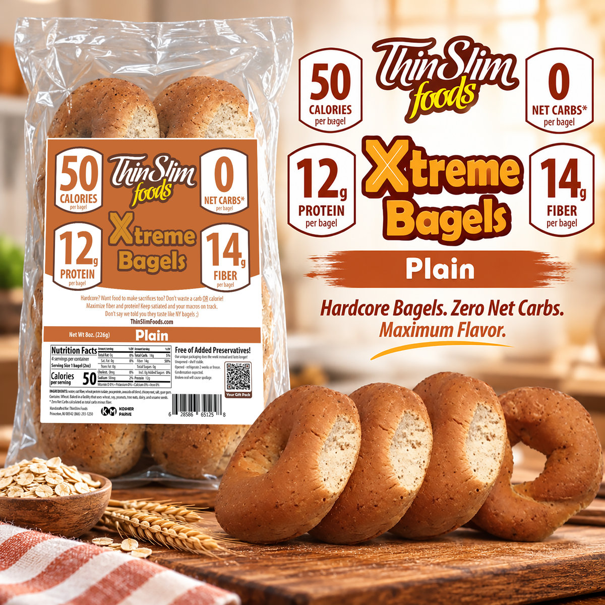 ThinSlim Foods Xtreme Bagels - 12g protein