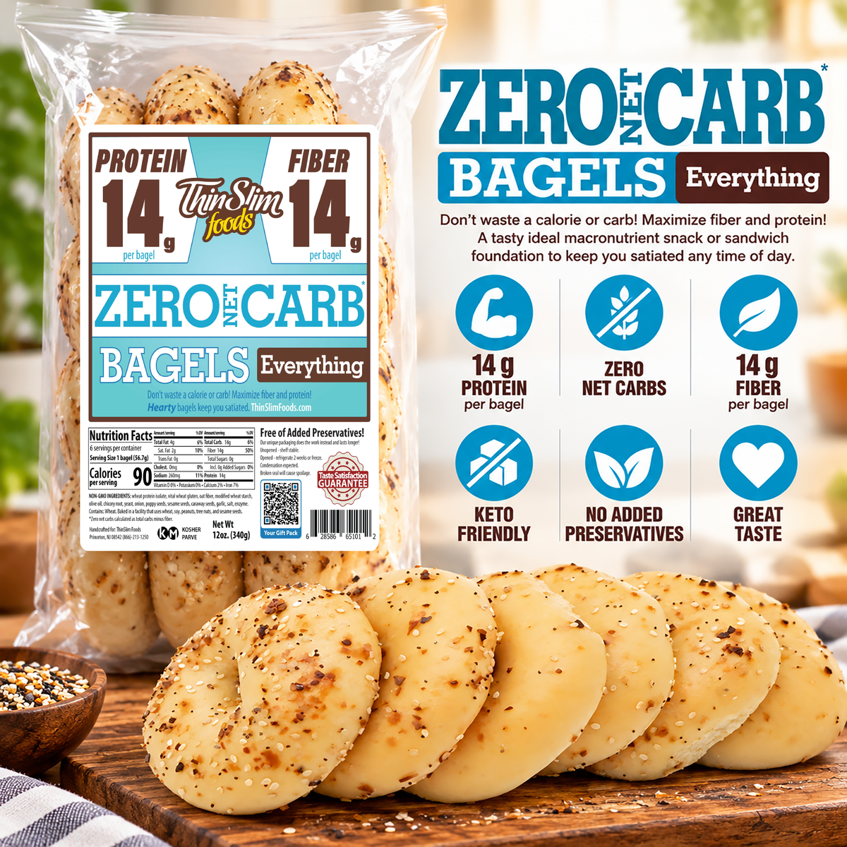 ThinSlim Zero Net Carb Everything Bagels