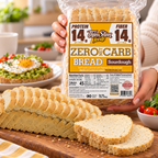ThinSlim Foods Sourdough Zero Net Carb Bread with 14 grams of protein and 14 grams of fiber per two slices. 45 calories per slice.