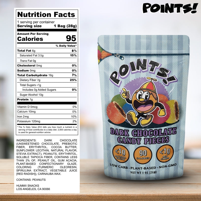 POINTS! Chocolate Candies by Hummii Snacks - Dark Chocolate, Single Serving (1oz)