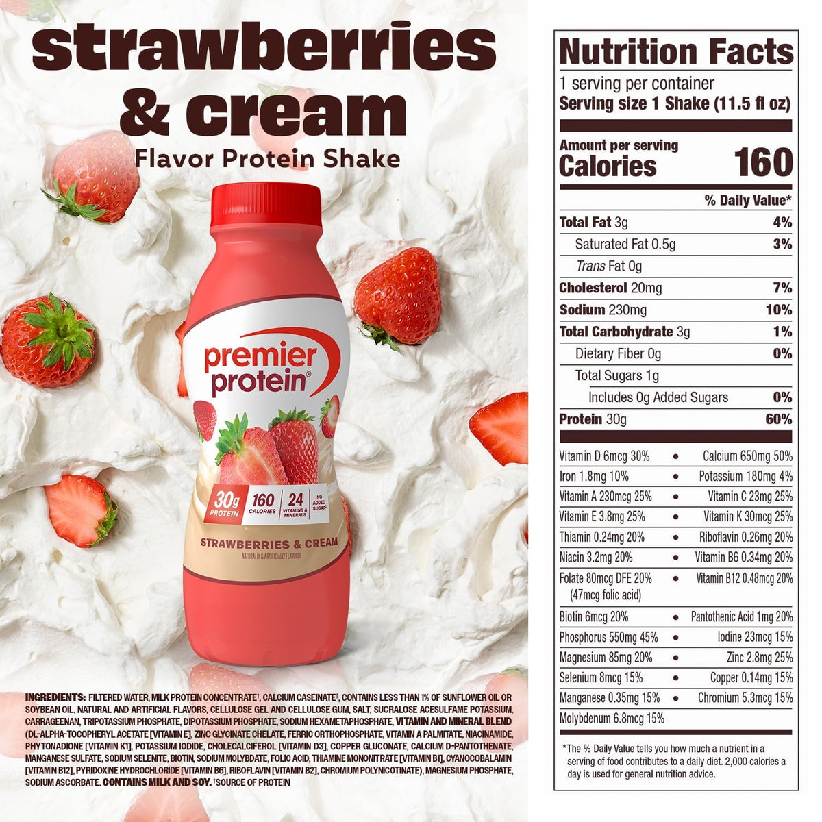 Premier Protein 30g Protein Shake - Strawberries & Cream, 11.5 fl oz