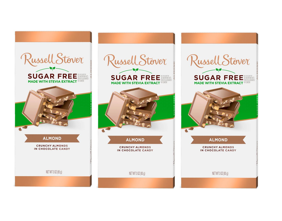 Russell Stover Sugar Free Chocolate Bar - Almond 3 Bars