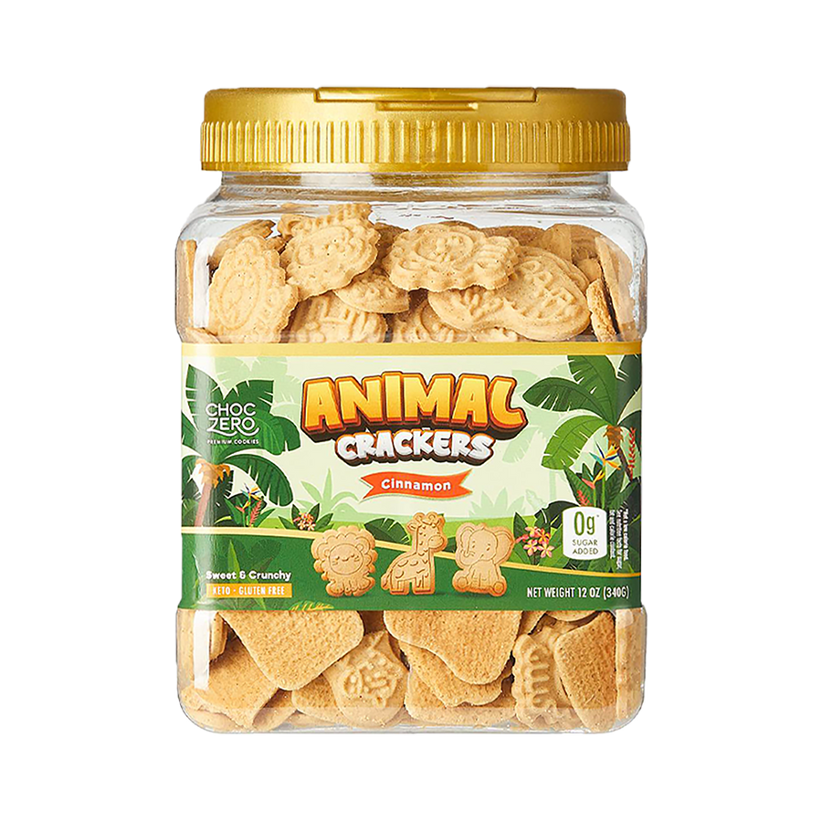 Front package of ChocZero Animal Crackers, 12 oz
