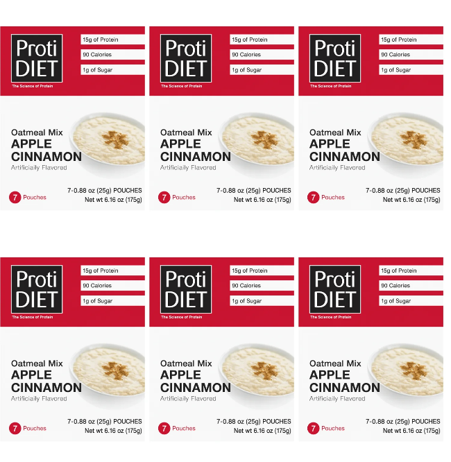 Proti Diet Protein Oatmeal Mix, Apple Cinnamon, 7 Pouches - 6-Pack