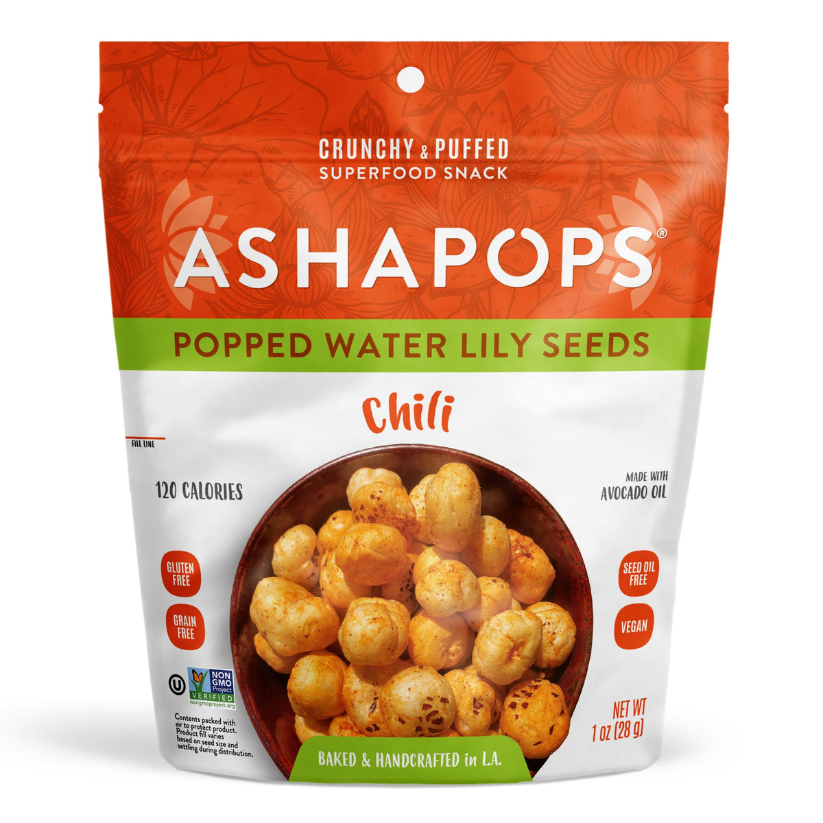 Popped Water Lily Seeds by AshaPops - Chili Lime - One Pack