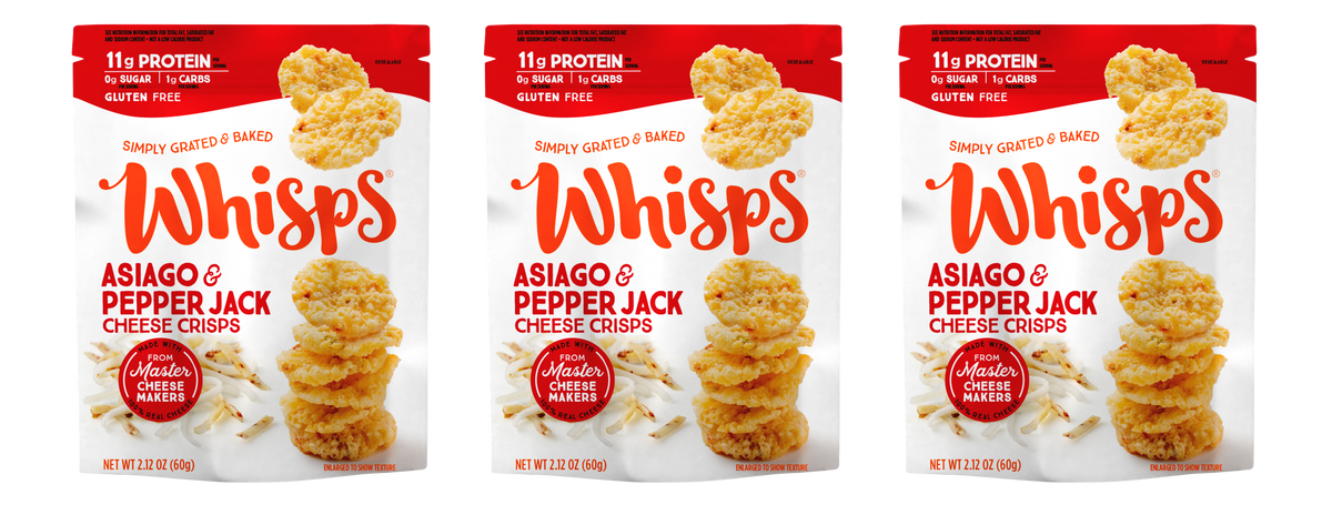 Whisps Cheese Crisps - Asiago & Pepper Jack (1.95 oz) 3 Bags