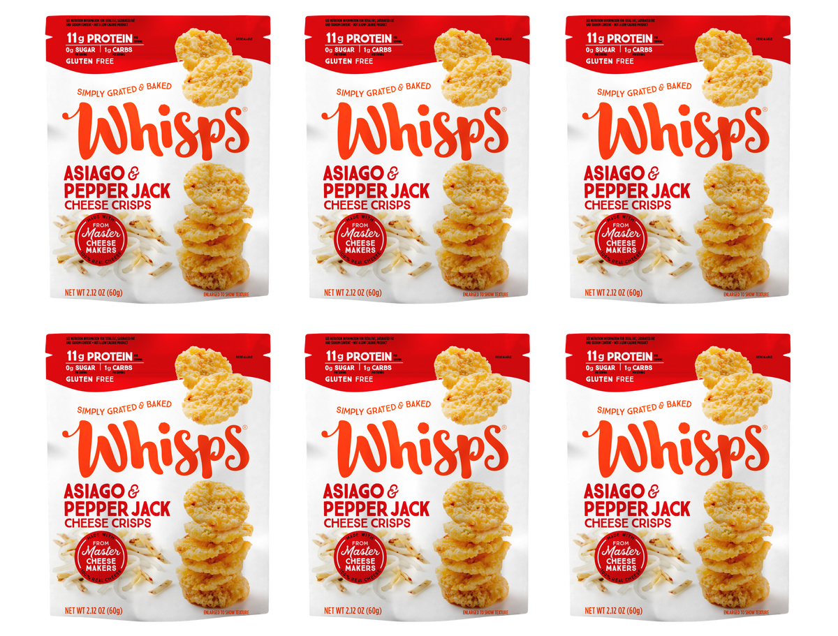 Whisps Cheese Crisps - Asiago & Pepper Jack (1.95 oz) 6 Bags