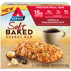 Atkins Nutritionals Soft Baked Protein Bars - Vanilla Macadamia Nut, 5ct