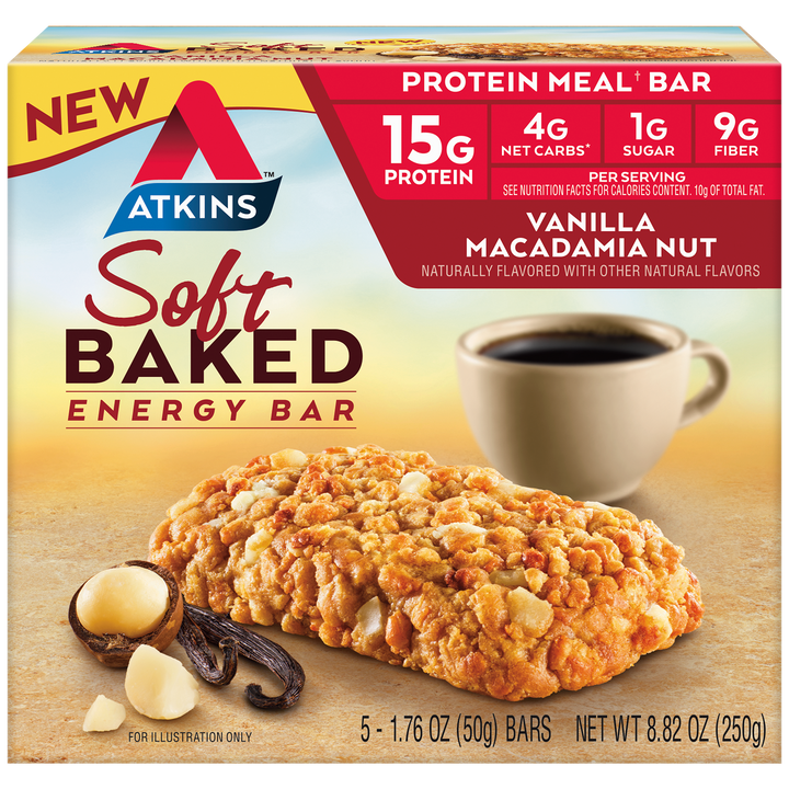 Atkins Nutritionals Soft Baked Protein Bars - Vanilla Macadamia Nut, 5ct