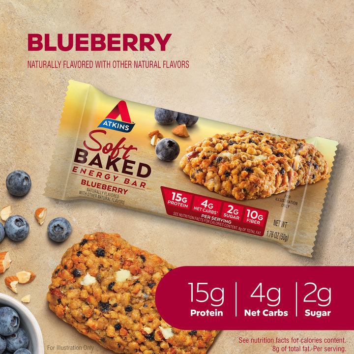 Atkins Nutritionals Soft Baked Protein Bars - Blueberry, 5ct
