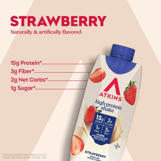 Atkins Nutritionals Ready-to-Drink Shakes - Strawberry, 11 oz 4 pack