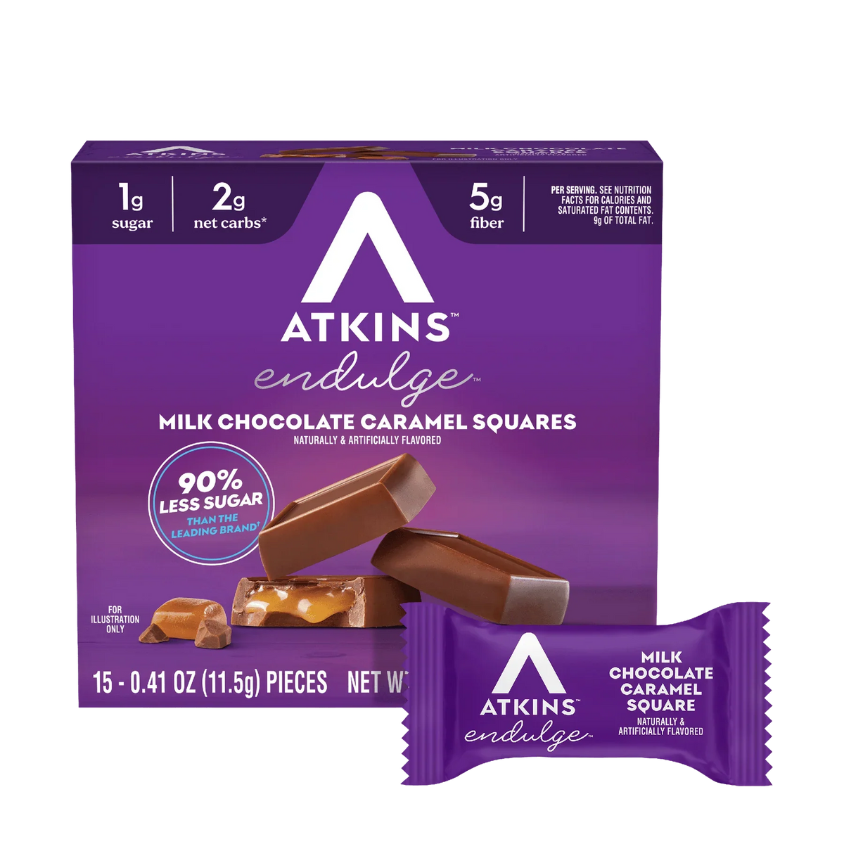 Atkins Nutritionals Endulge Squares, Milk Chocolate Caramel 6.1 oz. - One Box
